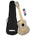 Cascha Bamboo Graphit Concert Ukulele Erwachsene & Kinder - inkl.3 Plektren & gepolsterte Tasche - Bambus-Ukulele für Anfänger oder Fortgeschrittene - hochwertige Carbon-Saiten - Top Qualität