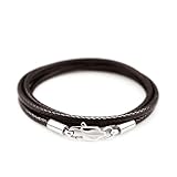 40-80 cm 1-3,0 mm Cordón de cuero para collar Cordón de cuero encerado Cierre de langosta de acero inoxidable Cadena de conector para hombres y mujeres Joyería de bricolaje - Marrón 3,0 mm-60 cm