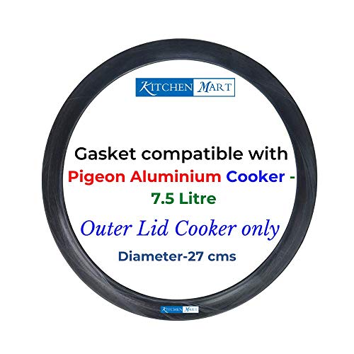 Kitchen Mart Nitrile Rubber Gasket Compatible with Pigeon Aluminium Pressure cooker (Outer Lid) 7.5 Litres, Black