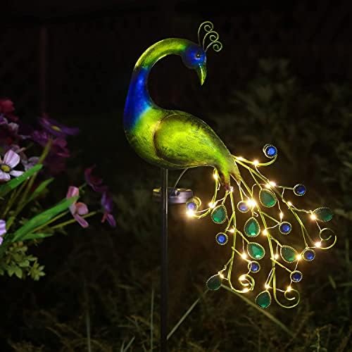 Illuminate Your Garden: 5 Peacock Solar Lights You Didn't Know You Needed 1 Solar Garden Lights Metal Peacock Garden Decor Waterproof Peacock Solar Stake Lights Decorative for Outdoor Patio Lawn Porch Yard Decorations Peacock Gift for Mom Grandma Women Birthday Gardening