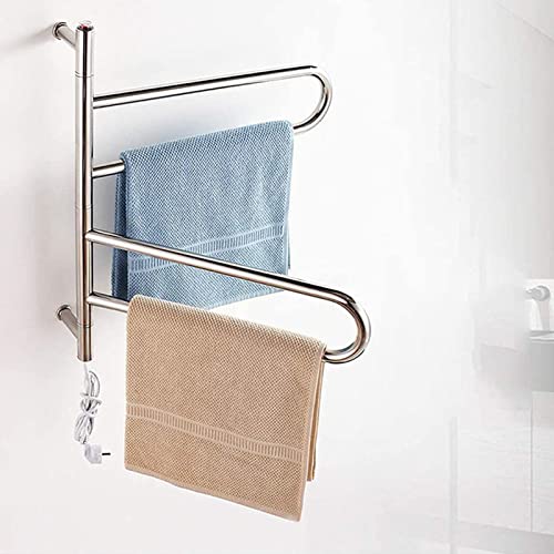 Calentador de toallas para baño con diseño giratorio en acero inoxidable