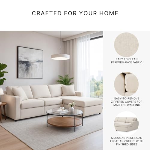 Image of Signature Design by Ashley Modular Sectional Sofa with Chaise, Oyster