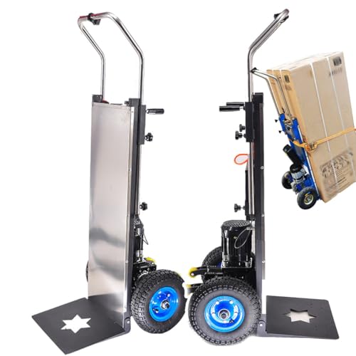 Carretillas Mano Subir Escaleras Motor Carretilla eléctrica para Subir escaleras, 1200 W, Plegable, con Capacidad de Carga de 400 kg, para Ahorrar Mano de Obra, con batería extraíble de 48 V