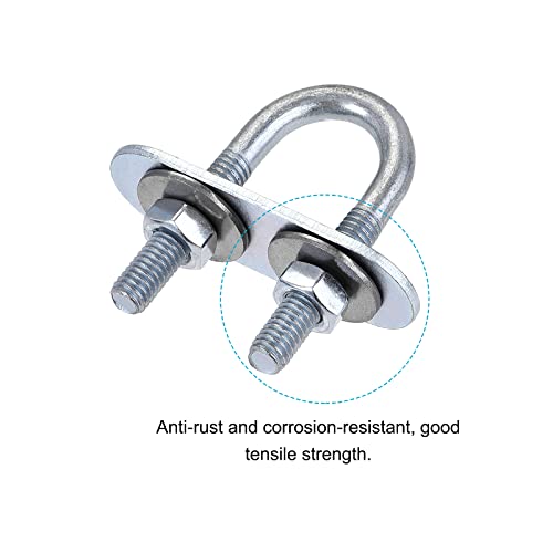 Image of METALLIXITY U Bolts 4 Sets (M6x16x46mm), Round U Bolt Steel with Accessories - for Construction, Pipe