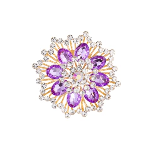 Image of Large Crystal Flower Brooch Pin for Women Red purple pink green Rhinestone Flower Lapel Pin Wedding Party Birthday Dance Banquet Dress Suit Ceremony Clothes Hat Bag Accessories Jewelry