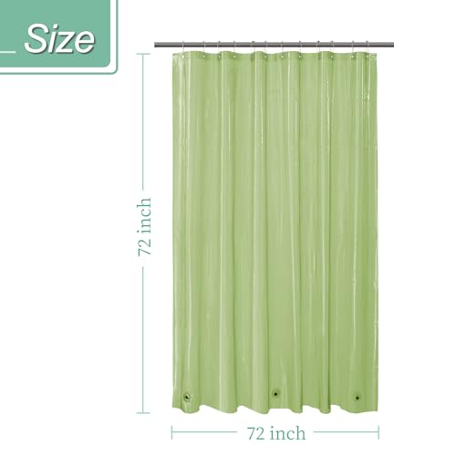 Image of Mrs Awesome Clear Green Shower Curtain Liner with 3 Magnets, 72x72 Premium Flexible Sturdy Plastic Shower Curtain for Bathroom Waterproof, Clear Green