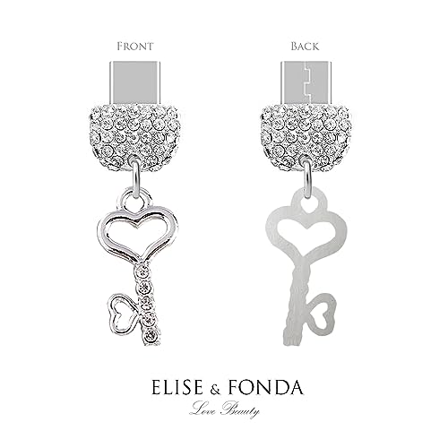 Elise & Fonda Tp233 Type-C Usb Charging Port Crystal Anti Dust Plug Little Love Heart Key Cell Phone Charm For Samsung Galaxy/Huawei/Oneplus/Xiaomi/Oppo Android Phones  thumb #2