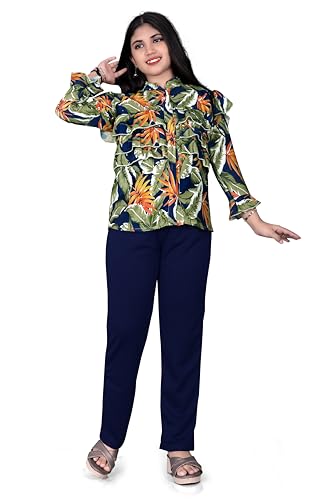 Image of Girls /Kids Printed Floral Designer Top and Palazzo Set Crop Top and Palazzo Set Printed /Fancy Palazzo and top Set for Girls with tie in Waist