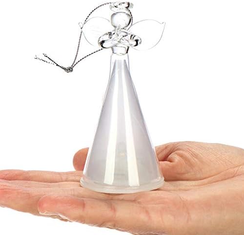 COM-FOUR® 3x Christmas tree decorations glass angels - Angels made of glass with LED to hang on - Decorative angels for Christmas with different light modes [selection varies] (transparent - angel)
