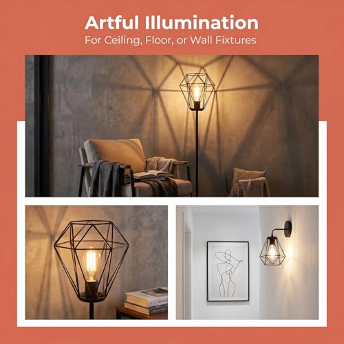 Image of Osaladi 5 Pcs Black Wrought Iron Lampshades Vintage Decorative Light Covers for Ceiling Fixtures Kitchen Dining Bedroom Living Room