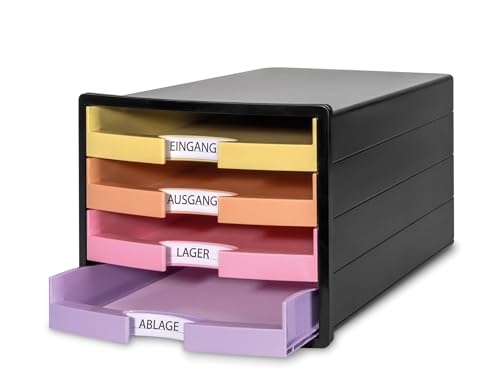 HAN 1x Schubladenbox IMPULS 2.0 schwarz A4/C4 4 Schubladen Beschriftung – Ansicht 4