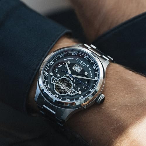 Thomas Earnshaw Men's 43mm Baron Grand Date Calendar Open Heart Automatic Watch with Leather Strap ES-8187