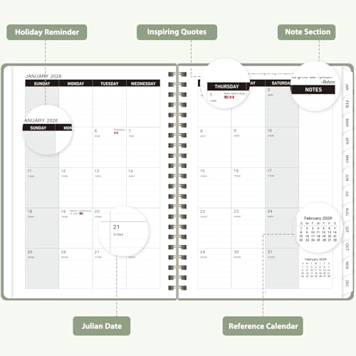 2026 Planner, Weekly and Monthly Calendar Agenda Book, Jan 2026 - Dec 2026, Hardcover Planning Academic Planner for Office School Supplies and Desk Accessories - A5 (6.3'' x 8.5'') - Image 3