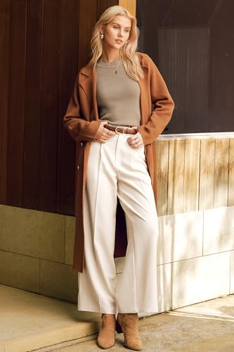 Image of Arach&Cloz Women's Wool Blend Classic Crew Neck Casual Fall Sweaters