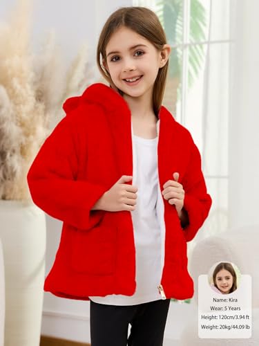 Arssm Girls Winter Warm Coats Kids Fleece Jacket Clothes Ear Hooded Faux Fur Thicken Outerwear2