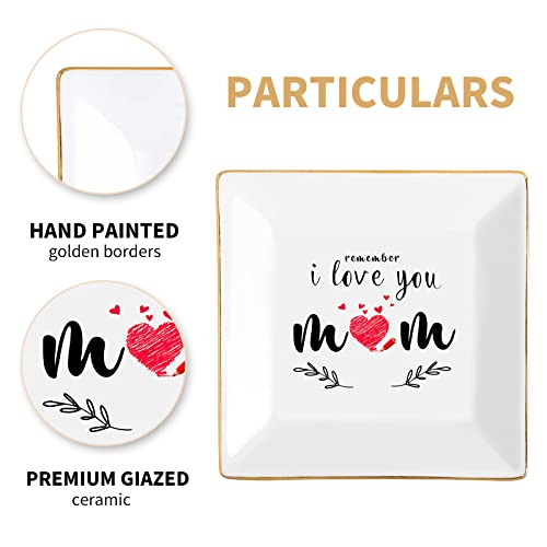 Image of Gifts for Mom from Daughter Birthday Gift for Women Mothers Day Gift | Presents,Moms,Grandma,Sister,in Law Best,Jewelry Dish,Unique,Trinket Tray,Ring Holder,Remember I Love You Mom
