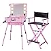 Produktbild KINYNE Kosmetikkoffer Trolley Make-Up Fall Mit Full Screen LED Spiegel Und Verstellbare Beine + Heavy Duty Falten Make-Up Teleskop Künstler Director Stuhl Holz Faltbar,Pink