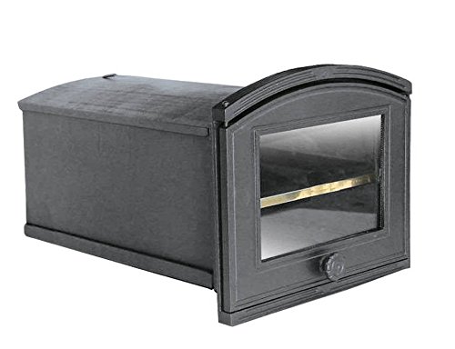 Tradehub Backröhre Backkasten Backofen Ofen Pizzaofen Brotbackofen Holzofen Steinofen aus Gusseisen mit abnehmbares Fach und Ofenscheibe | Außenmaße: 320x240 mm | Öffnungsrichtung: Links