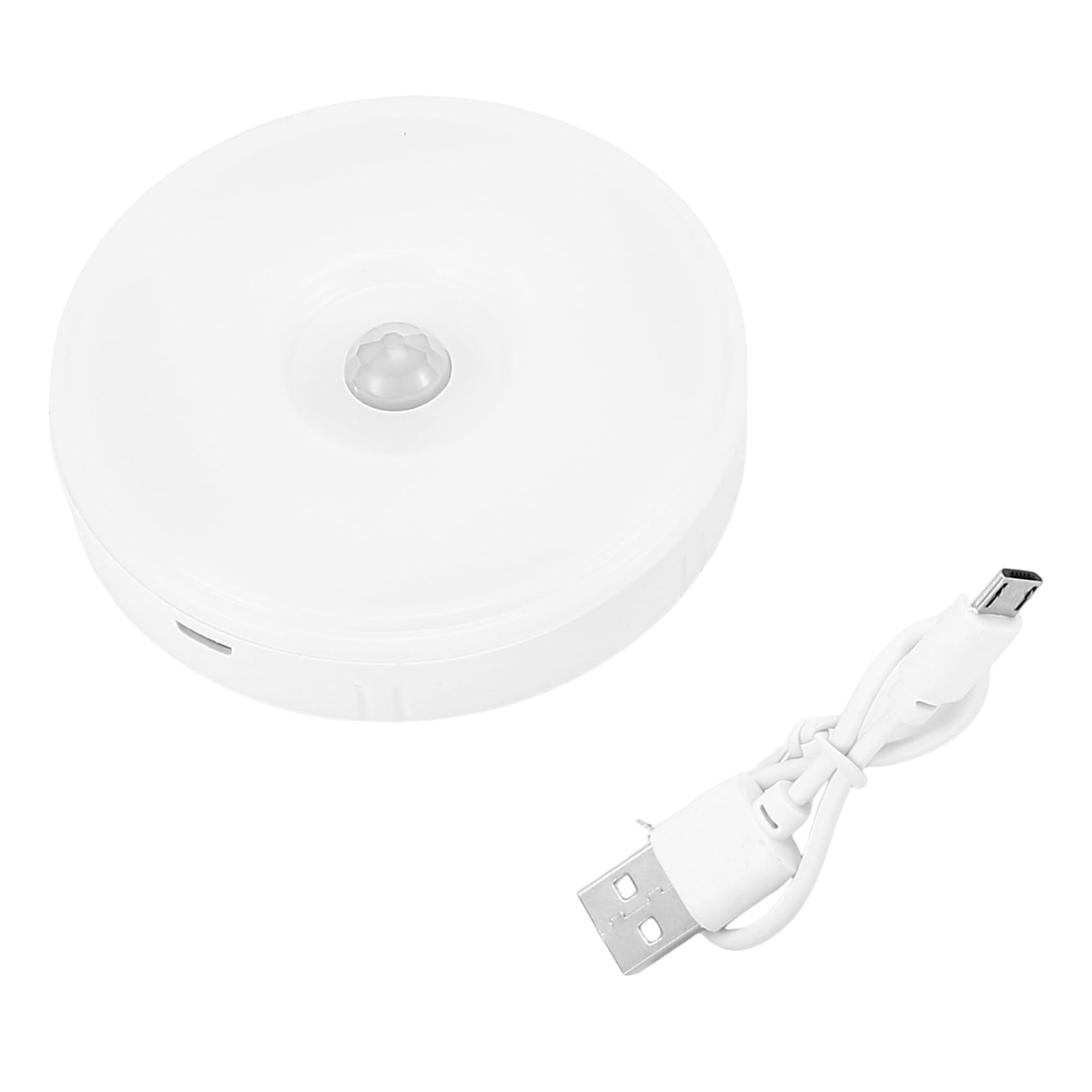 Qusedwey PIR Motion Sensor LED Night Light USB Rechargeable Dimmable Night Lamp for Cabinet Light Wireless Closet Light -White