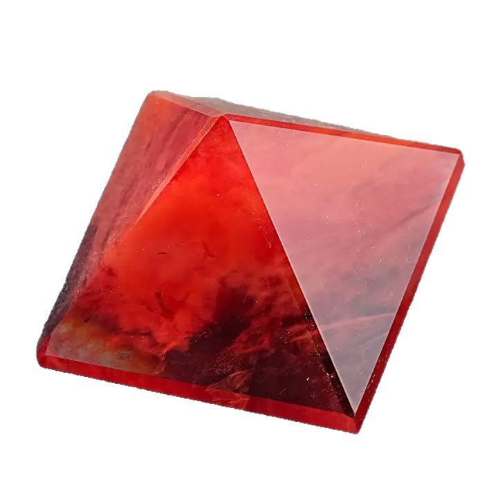 Piramide di Cristallo Rosso – Torre di energia di Cristallo Fuso, Statuetta di Pietra Grezza di Cristallo curativo, Decorazione per casa e Ufficio,