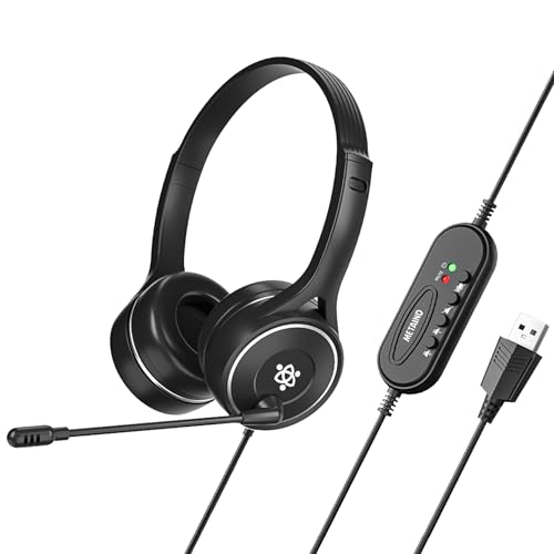 Metaind Wired USB Headphone with Noise-Canceling Mic | Ideal for Teams, Zoom Calls & Call Center Use | Compatible with PC & Laptop | Model: Meta_MT30 (Black)