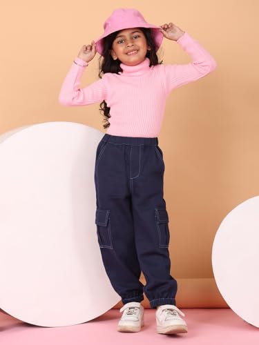 Image of superminis Girls Denim Jeans | Stretchable Blue Cat Print Jeans for Girls 3-10 Years | Soft Comfortable Kids Denim Pants for Casual