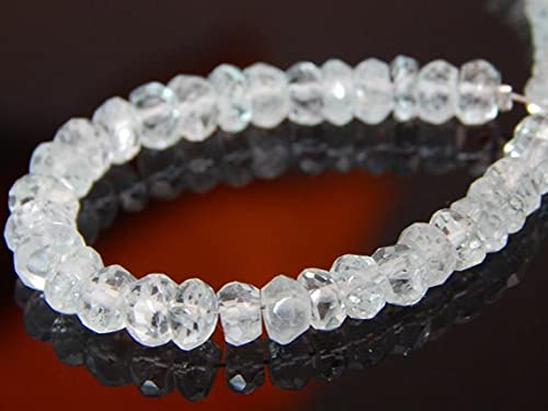 Perles aigue-marine micro facettées 5mm pierre naturelle véritable pour création bijoux DIY