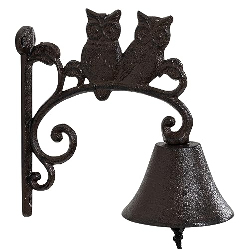 Woodside Cast Iron Door Bell with Owl Design, Classic/Antique/Vintage Style for Front Door and Garden, Decorative & Functional
