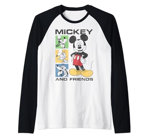 T-shirt Mickey Disney Raglan Baseball à panneaux Pop rétro