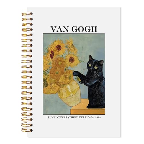 Carnet Van Gogh chat noir floral pour organiser vos journées et libérer votre créativité