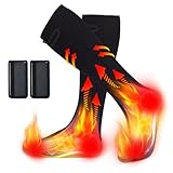 Baowenqier Battery Heated Socks for Men Women, Rechargeable and Washable, Super Stretch Soft Cotton 3 Heat Levels Thermal, 5V 4000mAh Electric Winter Outdoor Skiing Hunting Foot Warmer-L