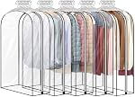 5 Pack 40" All Clear Garment Bags for Hanging Clothes Storage, 10" Gusseted Large Capacity Garment Rack Cover, Large Hanging Clothing Bag for Dress Gowns, Coats, Suit, Down Jacket