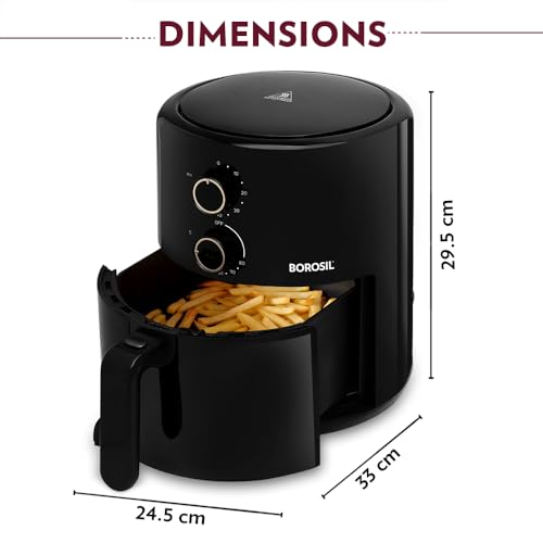 Image of Borosil Best 3.5 L Air Fryer | 4 in 1 Function with QuickFry Technology, Auto Off Function | Air Fryer for Bake, Grill, Roast, Reheat etc. | 90% Less Oil | 2 Year Warranty | Black
