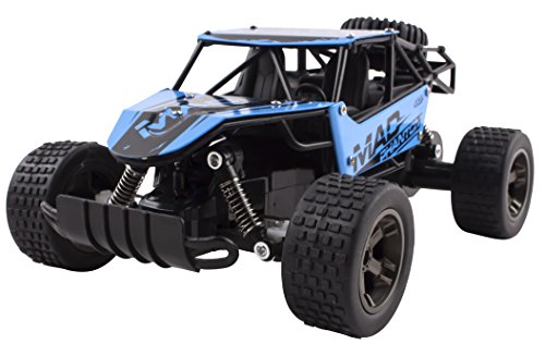 Voko USA Mad Turbo Diecast Body Remote Control RC Buggy Car Truck 2.4 GHz System 1:18 Scale Size RTR w/ Working Suspension, High Speed, Radio Control Off-Road Hobby Truggy Rechargeable (Blue)