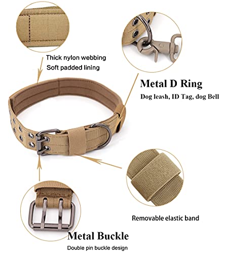 Personalisiertes taktisches Hundehalsband für mittelgroße und große Hunde, personalisiertes Militär-Trainingshalsband mit Name und Telefonnummer (Stil C)