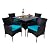 Y Enjoy Patio Dining Set,5 Piece Outdoor Wicker Bistro Set PE Rattan Dining Table and Chairs,Furniture Set with Umbrella Cutout for Backyard Outdoor Kitchen Lawn & Garden (Black-Lakeblue), KLE-05