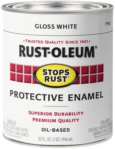 Rust-Oleum 7792502 Stops Rust Brush On Paint, Quart, Gloss White, 1 Quarts (Pack of 1)
