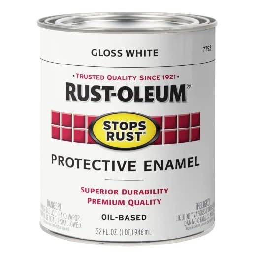 Rust-Oleum 7792502 Stops Rust Brush On Paint, Quart, Gloss White