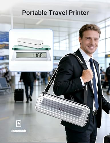 Image of iDPRT MT610Pro Portable Thermal Printer with Case &200 Sheets Paper, 300DPI HD Mobile-Travel-Printers, Inkless-Wireless-Small-Printer for Home Use, Office, Vehicles, Bluetooth Printers, White