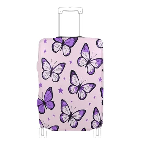 Joisal Suitcase Cover Custom Luggage Protector Washable Floral Travel Accessories Suitcase Sleeve Purple Butterflies Stars, M, Fits 22-24 Inch Case