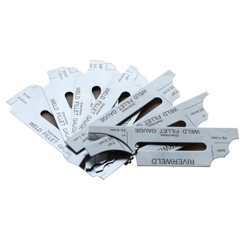 Image of RIVERWELD 7piece Fillet Weld Key Chain Set Gage Rl Gauge Depth Gauges Welding Inspection Test Ulnar Metric & Inch MG-11 with Markings on Both Sides Checking Fillet Leg and Throat Size