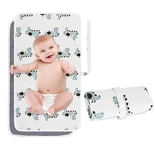 Image of TDIAPERS Baby Changing Pad, Portable Baby Changing Pad Waterproof Reusable, Travel Changing Mat for Newborn Baby(Little Dinosaur)