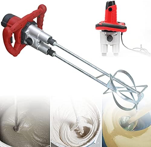 1600W Electric Handheld Cement Mixer, Powerful Twin Lever Tool for Mixing Grout, Paint, Mud, Plaster, Mortar - Ideal for Construction & DIY Projects