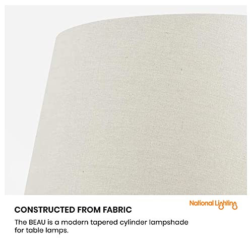 National Lighting Modern Lampshade Ivory Linen Effect Fabric Lampshades - 14-Inch Tapered Light Shade - 60W 240V E27/B22 GLS Incandescent or LED (Not Included) - Image 6