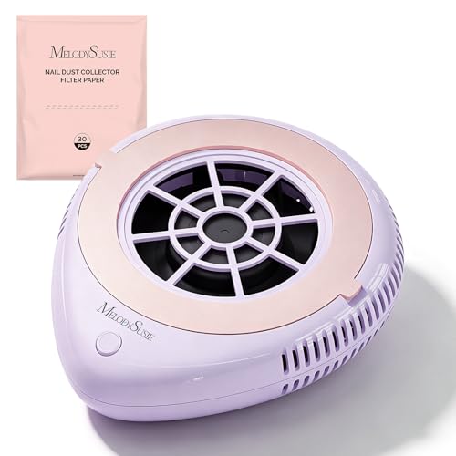 Image of MelodySusie Pocket-Sized Cordless Nail Dust Collector with Lightweight Design, PProR 6000RPM Mini Nail Vacuum Fan with 3 Suction Modes and 30 Disposable Filter Papers for DIY & Daily Nail Care,Purple