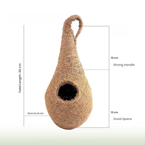 Image of Handwoven Coir Bird Nest - Natural Hanging Birdhouse for Sparrows, Finches, Java Sparrows & Other Small Birds, Ideal for Gardens, Balconies & Trees, (Pair of 3)(* 6 pcs)