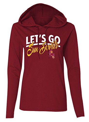 NCAA Arizona State Sun Devils Women's Long Sleeve Hooded T-Shirt, Athletic Maroon, XX-Large