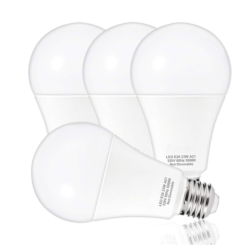 Hhf-Cases-11 5000K Day White Hhf Led Bulbs Lamps, 4Pack Led Lights Bulb E26 23W Lamp Equivalent Medium Screw Light Bulbs A21 2500 Lumens Daylight 5000K Base Home Lighting (Color : )