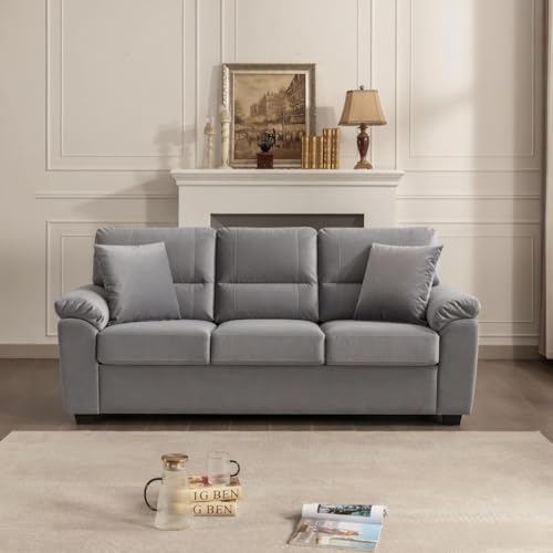 Image of Anderson Sofa Set for Living Room | Sectional Sofas | Premium Leather Sofa for Home Office | Leather Sofa Set | Leatherette Sofa (Light Grey Fabric, 3 Seater)