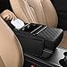 FREESOO Car Center Console Cover, Leather Armrest Cover for Car, Universal Middle Console Cushion with Storage Box, Cup Holder, Tissue Box & Phone Slot, Luxury Waterproof Interior Accessories, Black